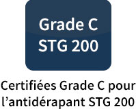 Certifiées Grade C pour l’antidérapant STG 200 (exigées en piscines publiques)